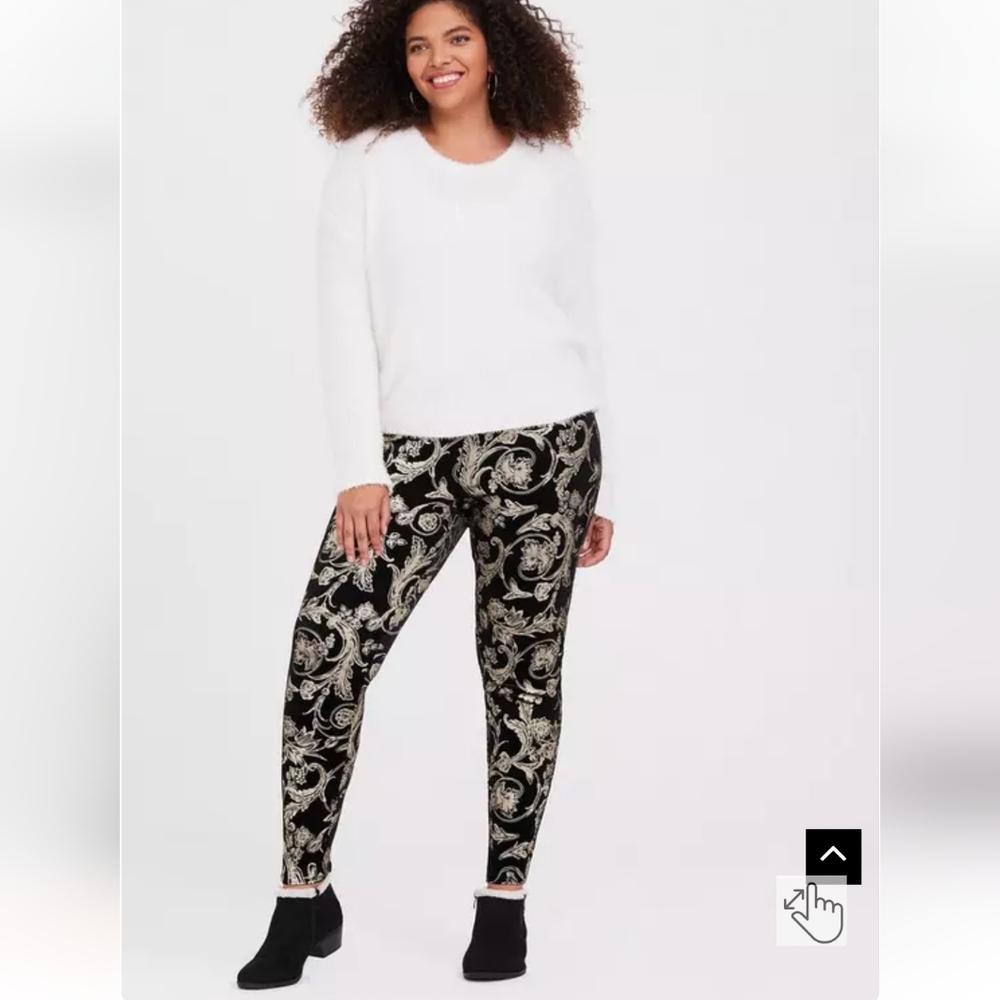 Torrid Platinum Legging - Velvet Jacquard Black & Gold Nwt Sizr 2X
